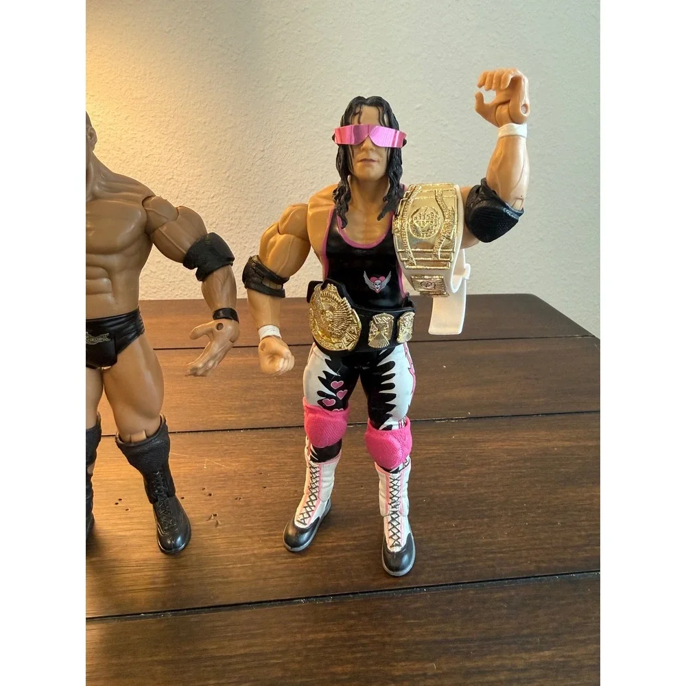 WWE Jakks Classic superstars Shawn Michaels, The Rock, Bret Hart with Belts 3PK